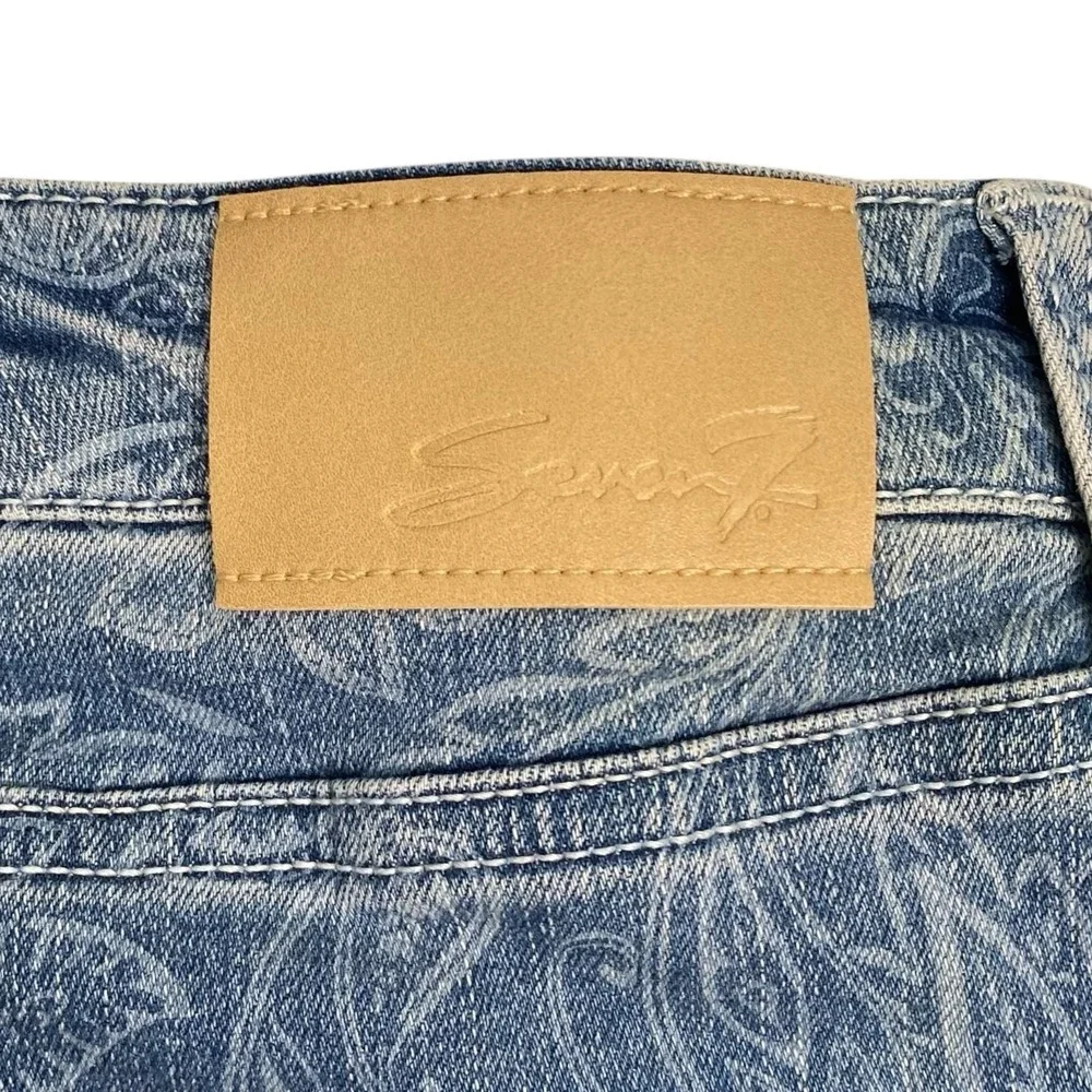 Seven 7 Denim Mini Skirt Womens Size 16‎ Delancey Paisley Print Boho Stretch 337